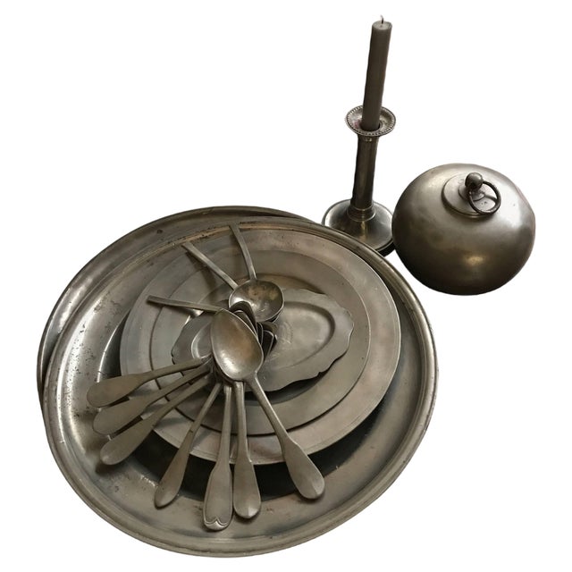 19th Century Candleholder in Pewter, 1800s, Set of 17 For Sale