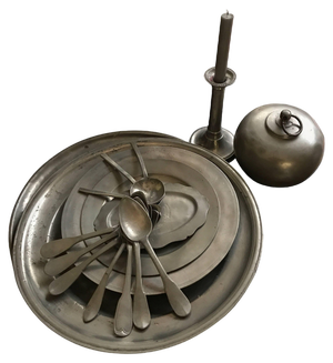 19th Century Candleholder in Pewter, 1800s, Set of 17