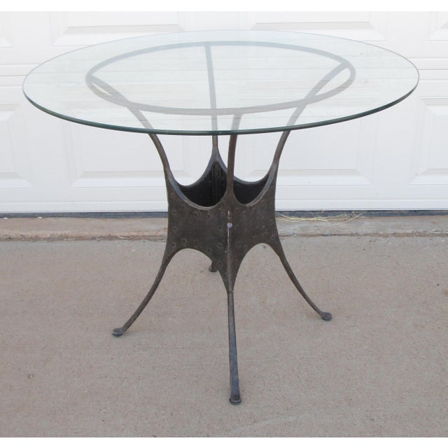 Glass Late 20th Century Glass Top Industrial French Style Garden Table For Sale - Image 7 of 13