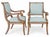 Neo-Classical Style Italian Carved Fruitwood and Painted Bergere Chairs - Pair For Sale