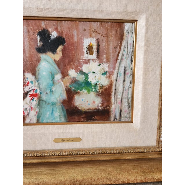 Paint Samuel Edmund Oppenheim Painting of a Geisha For Sale - Image 7 of 7