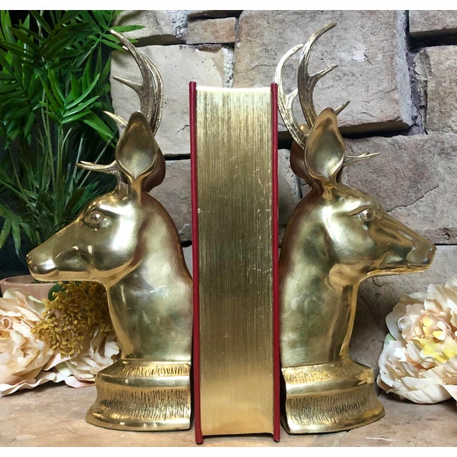 Vintage Brass Elk Decorative Crafts Inc. Deer Bookends a Pair Chairish