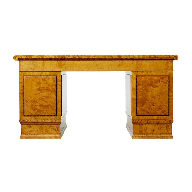Art Deco Scandinavian Pedestal Desk in Birch, 1930 For Sale - Image 4 of 13