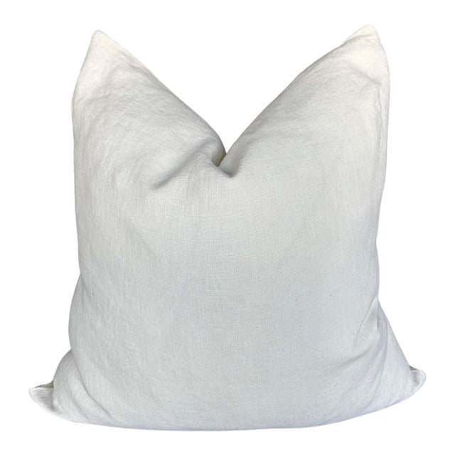 100% Belgium Linen Oyster White Pillow Cover With Insert For Sale