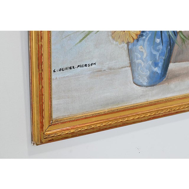French Vintage Framed Oil Painting of Daisies For Sale In Baton Rouge - Image 6 of 11