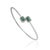 Contemporary Fine Two-Stone Emerald & Diamond Bangle Bracelet in Sterling Silver For Sale - Image 3 of 13