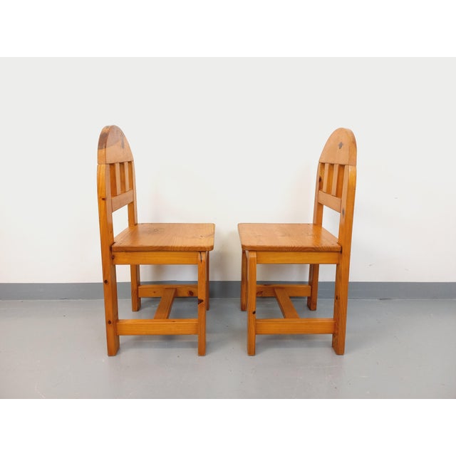 Tan Vintage Pine Chairs, 1980s, Set of 2 For Sale - Image 8 of 18