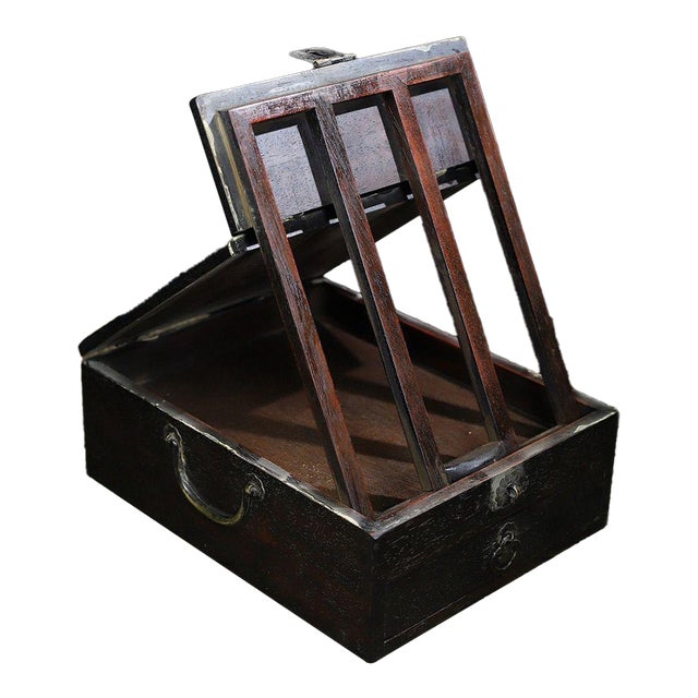 Huali Rosewood Folding Book Stand Box With Drawer For Sale