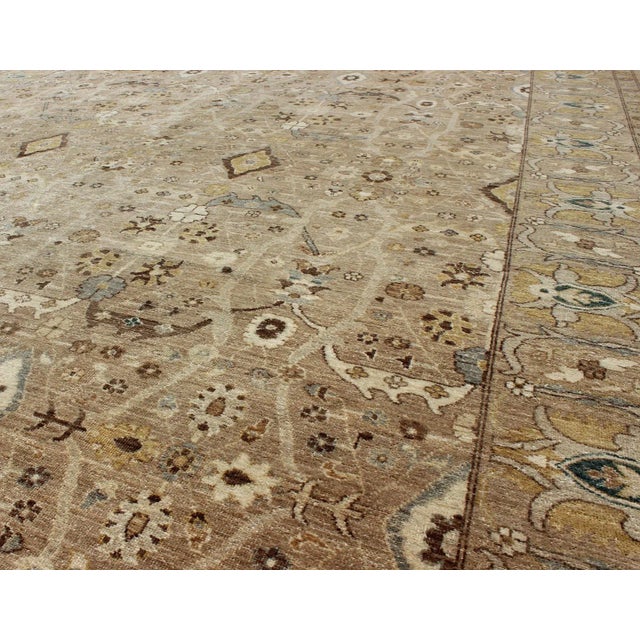 Modern Tabriz Design Rug in Camel Background by Keivan Woven Arts For Sale In Atlanta - Image 6 of 10