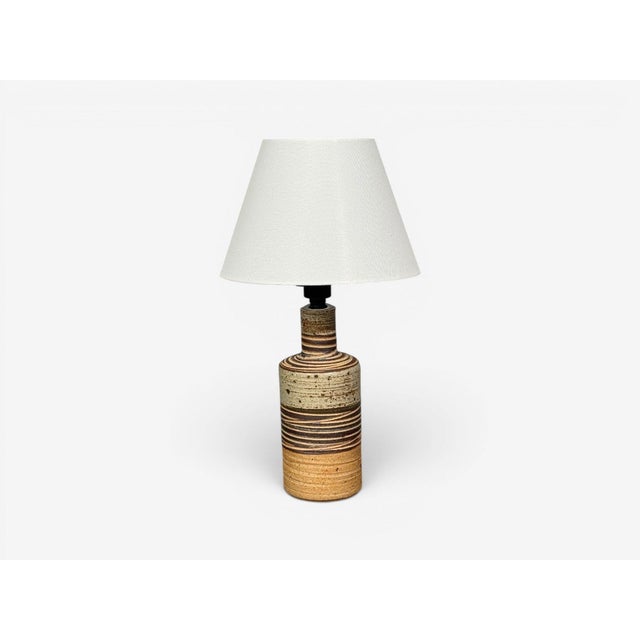 Mid-Century Modern 1950s Tue Poulsen, Table Lamp, Beige Stoneware, Denmark For Sale - Image 3 of 9