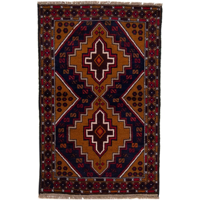 Textile 1960s Vintage Persian Balouch Handmade Red Medallion Wool Rug For Sale - Image 7 of 7