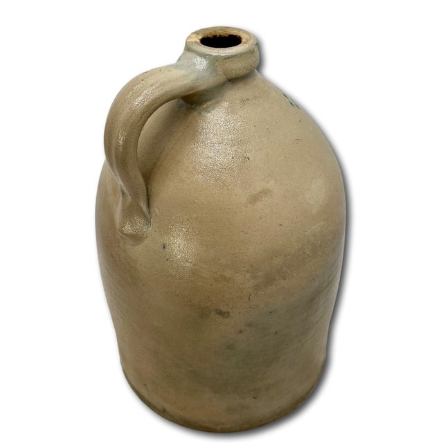 Beautiful Antique American Blue Flower Decorated 3 Gallon Size Stoneware Jug by E & L P Norton in Bennington Vermont For Sale - Image 15 of 18