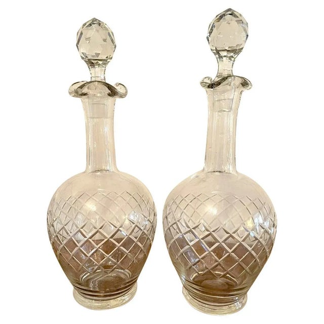 Edwardian Cut Glass Decanters, Set of 2 For Sale - Image 9 of 9