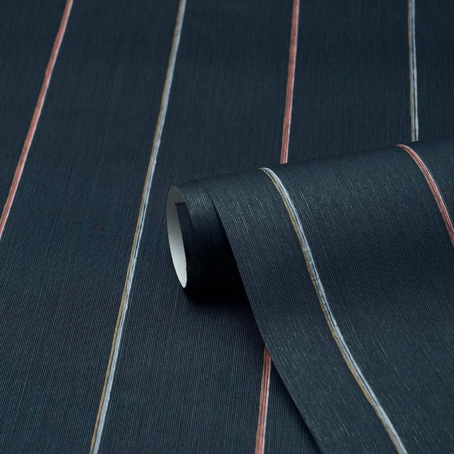 Schumacher Schumacher X Backdrop Draper Stripe Wallpaper In Surf Camp For Sale - Image 4 of 4