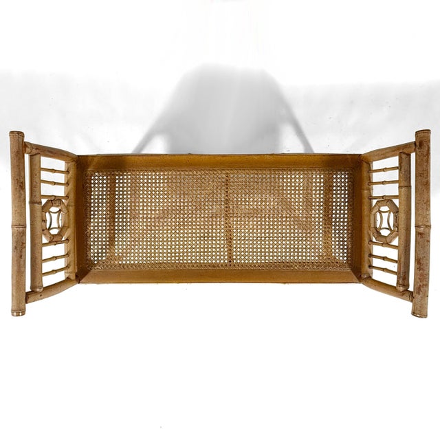 Bamboo and Cane Bench with Cushion For Sale - Image 11 of 11