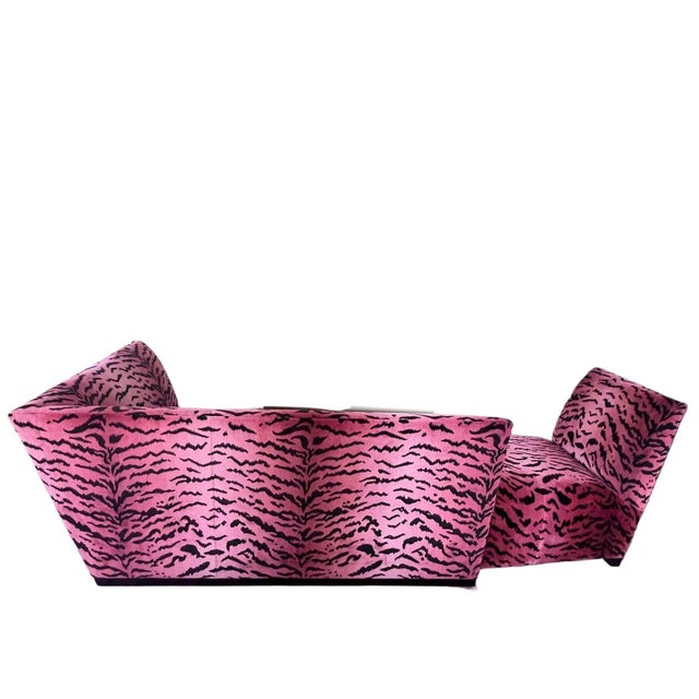 Contemporary Left Side Island Sofa in Tiger Velvet by Donghia For Sale - Image 3 of 6