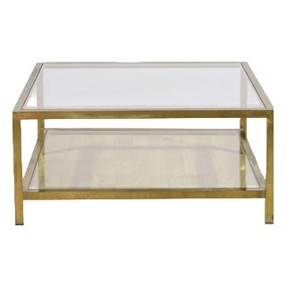 Vintage Glass and Brass Coffee Table, 1970s For Sale