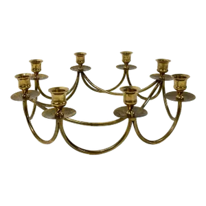 Vintage Brass Danish Style 8-Arm Candelabra