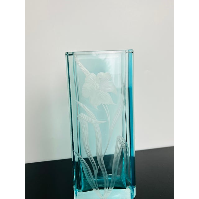 Glass 20th Century Art Glass Vase with Hand-Engraved Floral Décor by Moser, Czechoslovakia, 1960s For Sale - Image 7 of 12