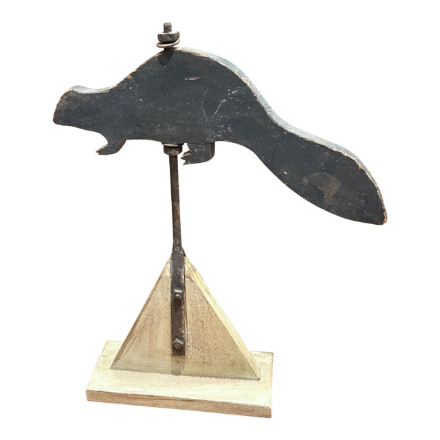 Early Primitive Beaver Weathervane on Custom Base c.1920s For Sale