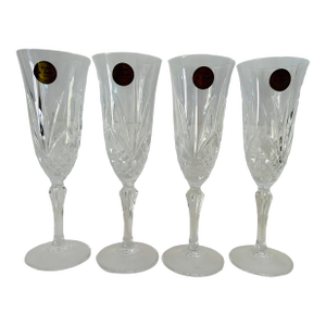 Vintage Cristal De Arques Salzburg Champagne Flutes Deep Cut Crystal, Set of 4