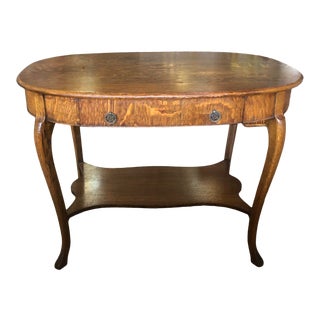 Vintage Oak Oval Shape Foyer Table For Sale