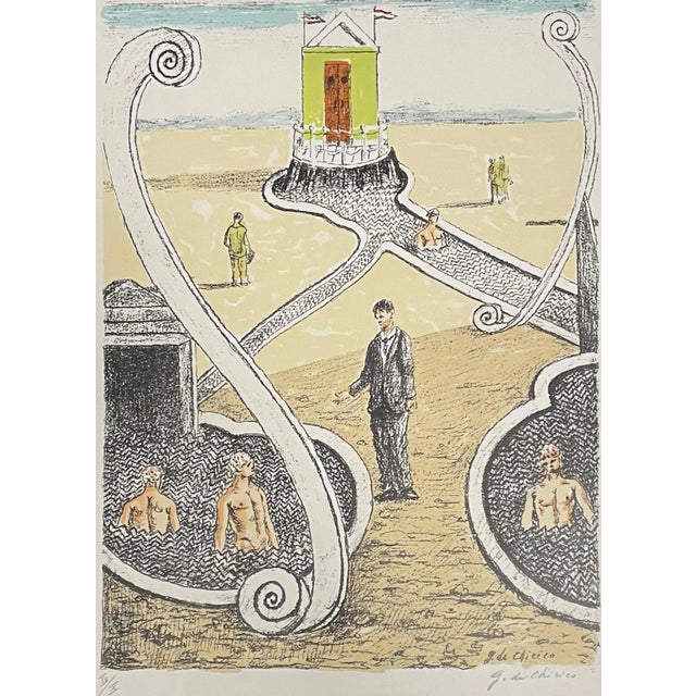 Giorgio De Chirico, L'Ospite dei Bagnanti Misteriosi, Lithograph, 1969 For Sale - Image 6 of 6