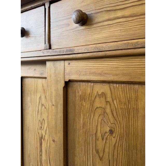 Mid 19th Century Antique English Pine Dresser With Sliding Door Base For Sale - Image 5 of 8