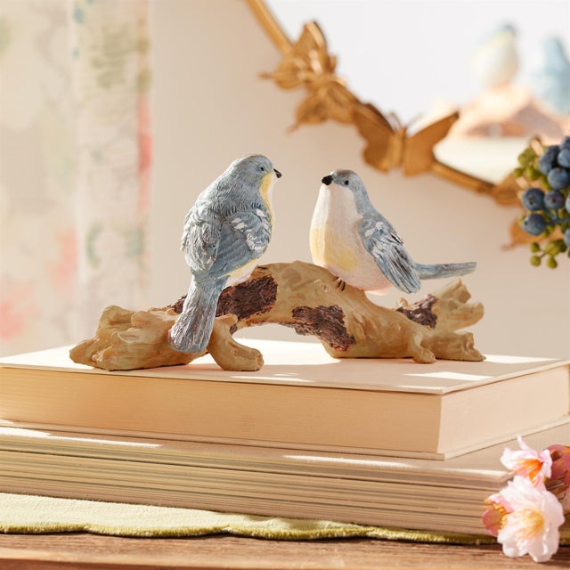Rustic Natural Blue Birds on Branch Figurine 9.5"L For Sale - Image 3 of 5