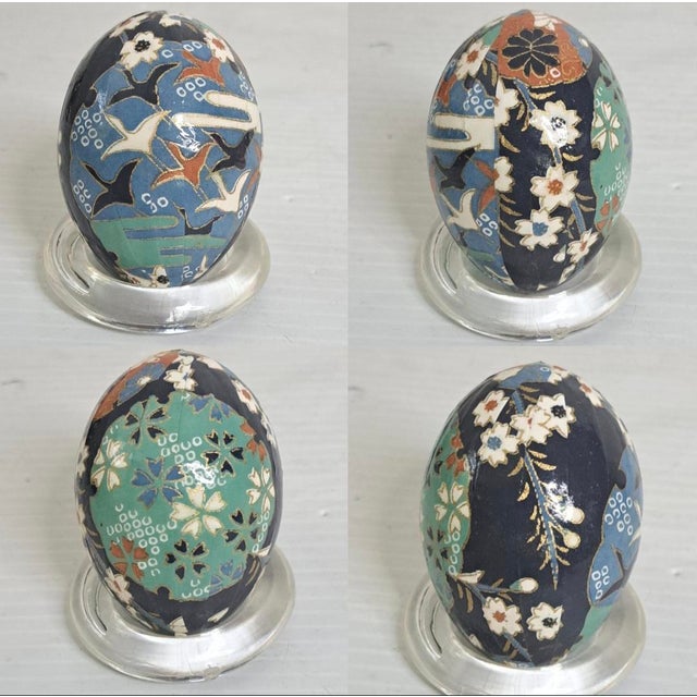 1996 Laurel Burch “Flowering Feline” Ceramic Cat With Japanese Washi Eggs For Sale - Image 10 of 11