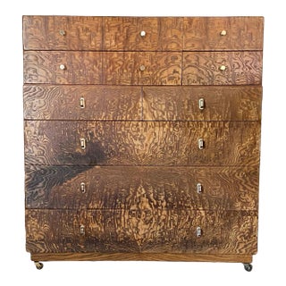 1950s Albert of Shelbyville Mid-Century Modern Burl Wood Chest of Drawers For Sale