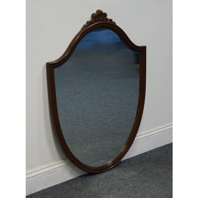 VINTAGE ANTIQUE Solid Mahogany Traditional Sheraton Duncan Phyfe Style 28" Shield Mirror 36.5" High 28" Wide 1" Deep We...
