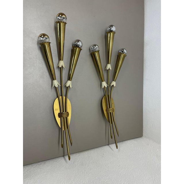 Brass Theatre Wall Light Sconces, Italy, 1950s, Set of 2 For Sale - Image 4 of 18