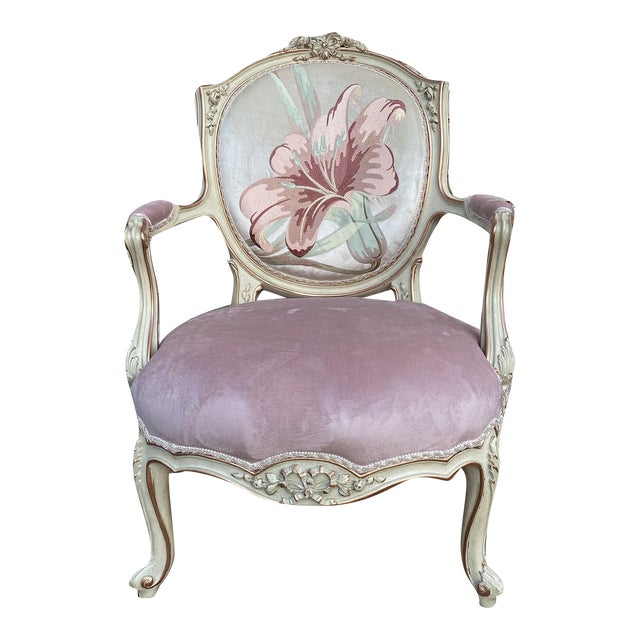 Neoclassic Color Louis XVI Style Arm Chair With Simple Design For Sale