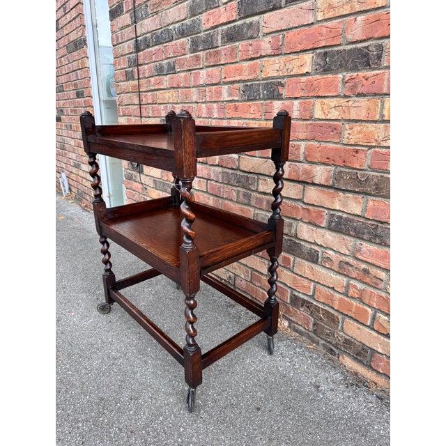 This is a beautiful 19th century English trolley with very unique barley legs. The shelves show such amazing patina and...