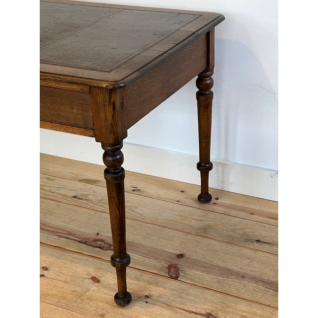Late 19th Century Antique English Library Desk With Leather Top For Sale - Image 5 of 16