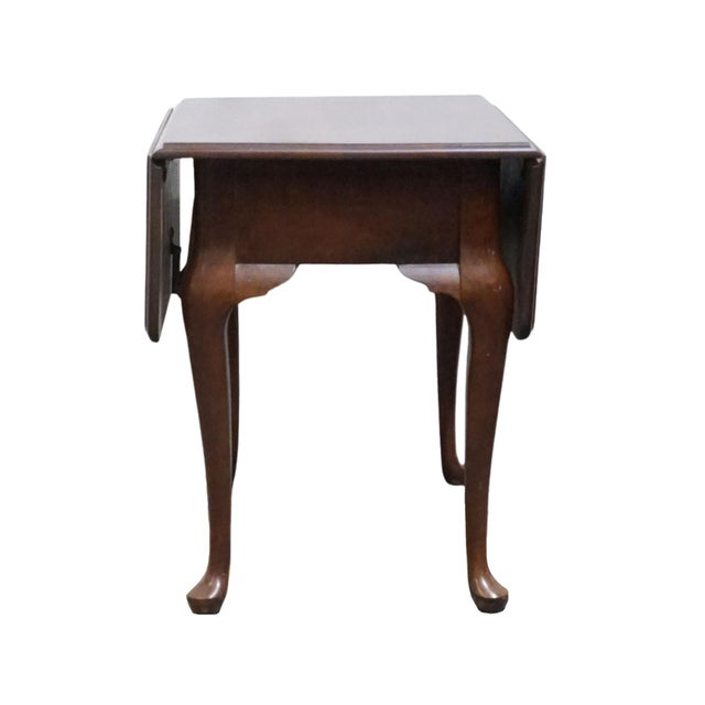 Bassett Furniture Solid Cherry Traditional Style 34" Drop Leaf Accent End Table For Sale - Image 15 of 16