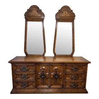 1970s Mediterranean / Spanish Revival Solid Wood Dresser For Sale