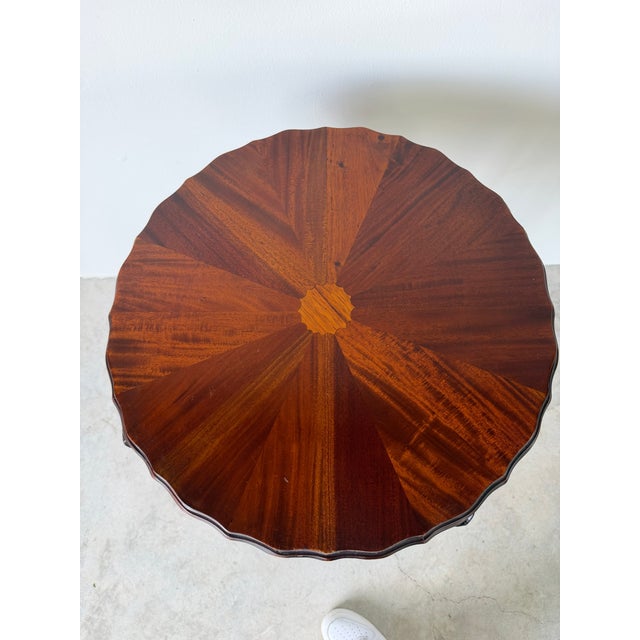 1980s Vintage Regency Style Carved Mahogany Ram Head Accent Table For Sale - Image 5 of 18