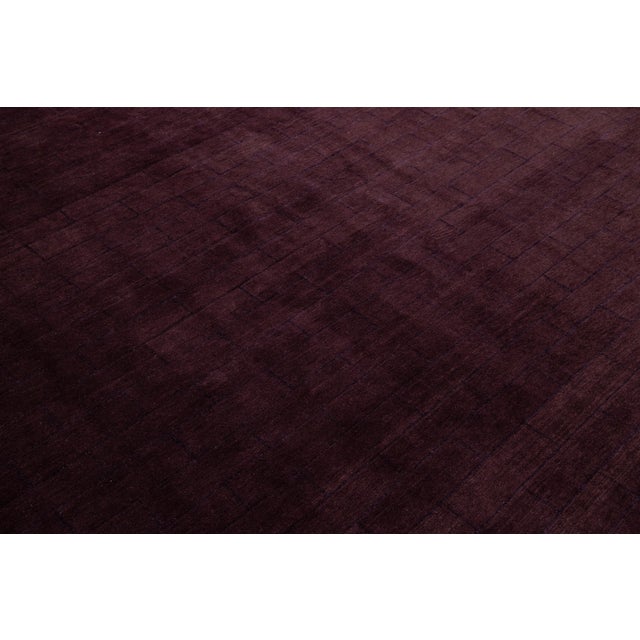 Modern Rug Made From Wool and Silk Featuring a Tibetan Weave Design in Purple For Sale - Image 9 of 9