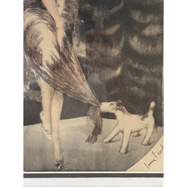 Louis Icart Etching Print "Dog Bite " Signed and Framed For Sale - Image 11 of 11