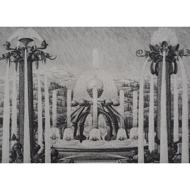 François Houtin, Water Theatre, 1985, Hand Signed Etching For Sale - Image 4 of 8