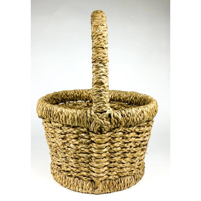 Shabby Chic Vintage Large Woven French Seagrass Basket For Sale - Image 3 of 13