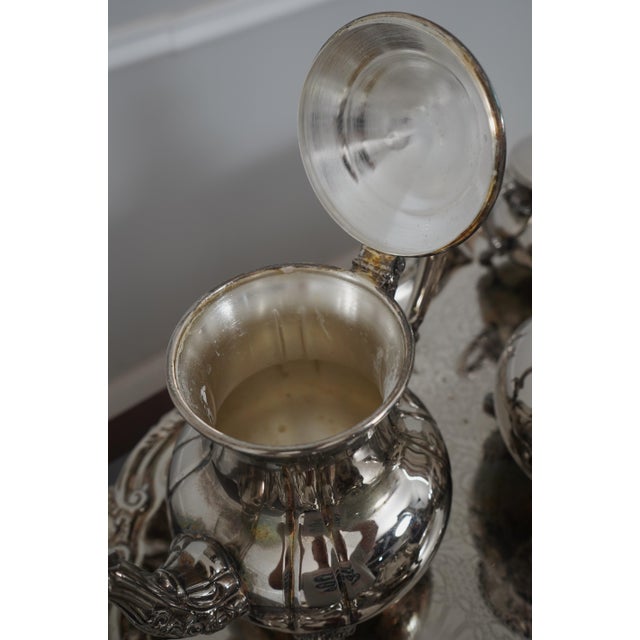 1980s Outstanding 7 Piece Silverplate Tea Set W. Kettle on Stand For Sale - Image 11 of 14