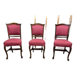 Antique Victorian Style Hand Carved Lion Feet Dining Chairs. Set of 3 For Sale