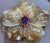 400 Carat Natural Agate, Amethyst, Ruby and Emerald Big Flower Pin 14K Gold For Sale - Image 4 of 18