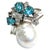 Bochic “Orient” Appetite, Topaz & Pearl Cocktail Ring Set In 18K Gold & Silver Natural Blue Appetite, Pear Shape - 2...