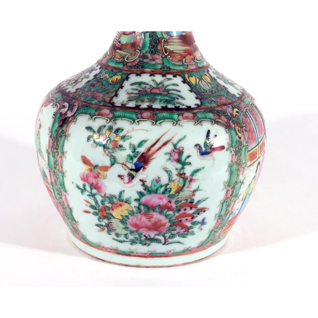 Chinese Export Porcelain Bottle-Form Rose Medallion Vases For Sale - Image 17 of 18