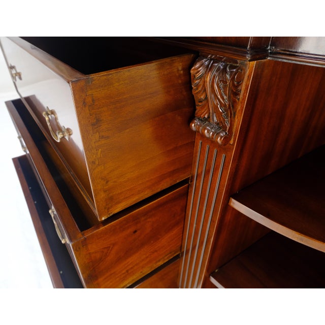 Traditional Mahogany c1940s 3 Drawer Shelves Sideboard Credenza Console MINT For Sale - Image 3 of 18