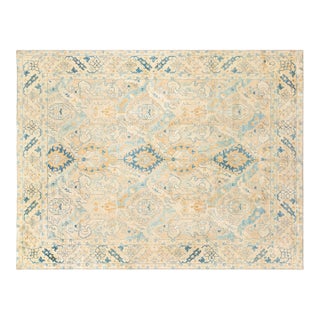 Authentic Persian Tabriz Handmade Wool Carpet in Blue and Beige Shades For Sale